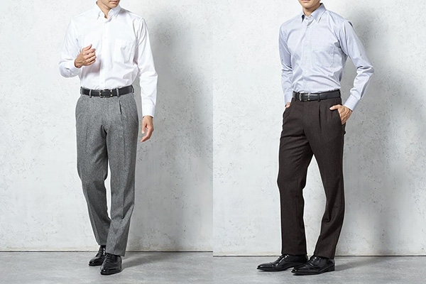 ウール素材のスラックスを使ったオフィスカジュアルコーデ