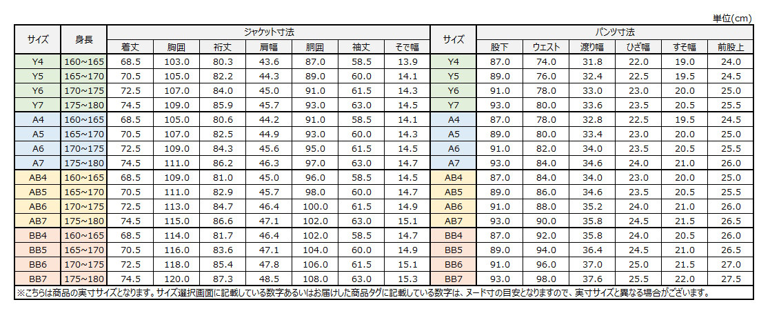 サイズチャート