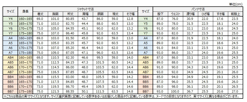 サイズチャート