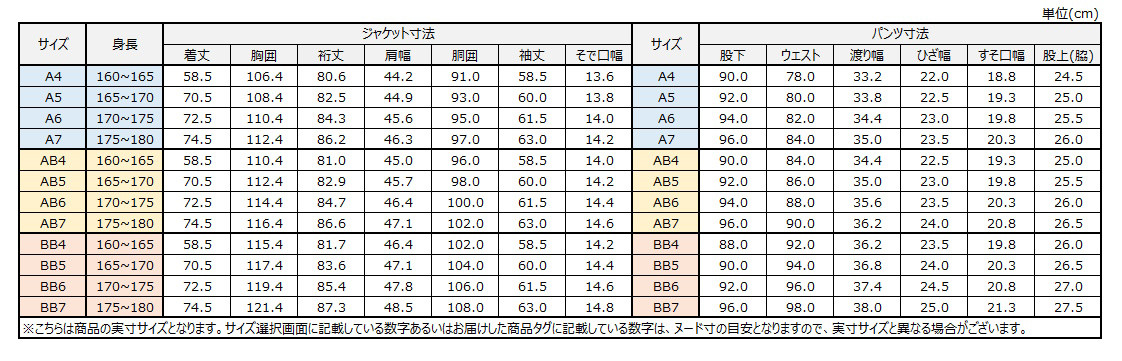 サイズチャート