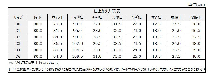サイズチャート