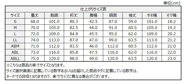 サイズチャート