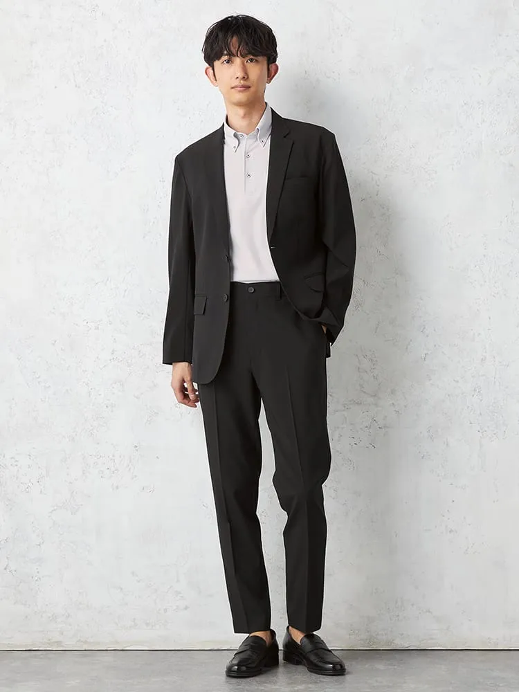 【AIRSUIT】上下セットパンツ裾上げ済みセットアップ防シワ（イージーケア）ストレッチ通年吸汗速乾UVカット2つボタンジャケットノータックスラックス春夏
