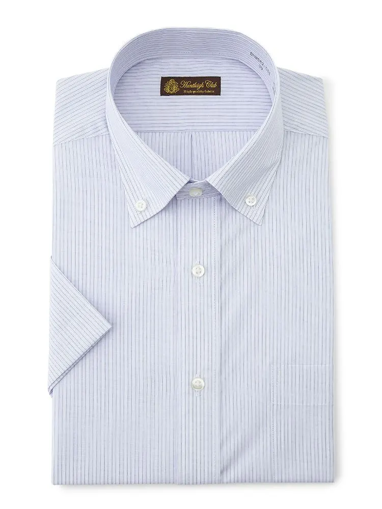 【形態安定】半袖ワイシャツボタンダウンストライプハントレークラブ春夏