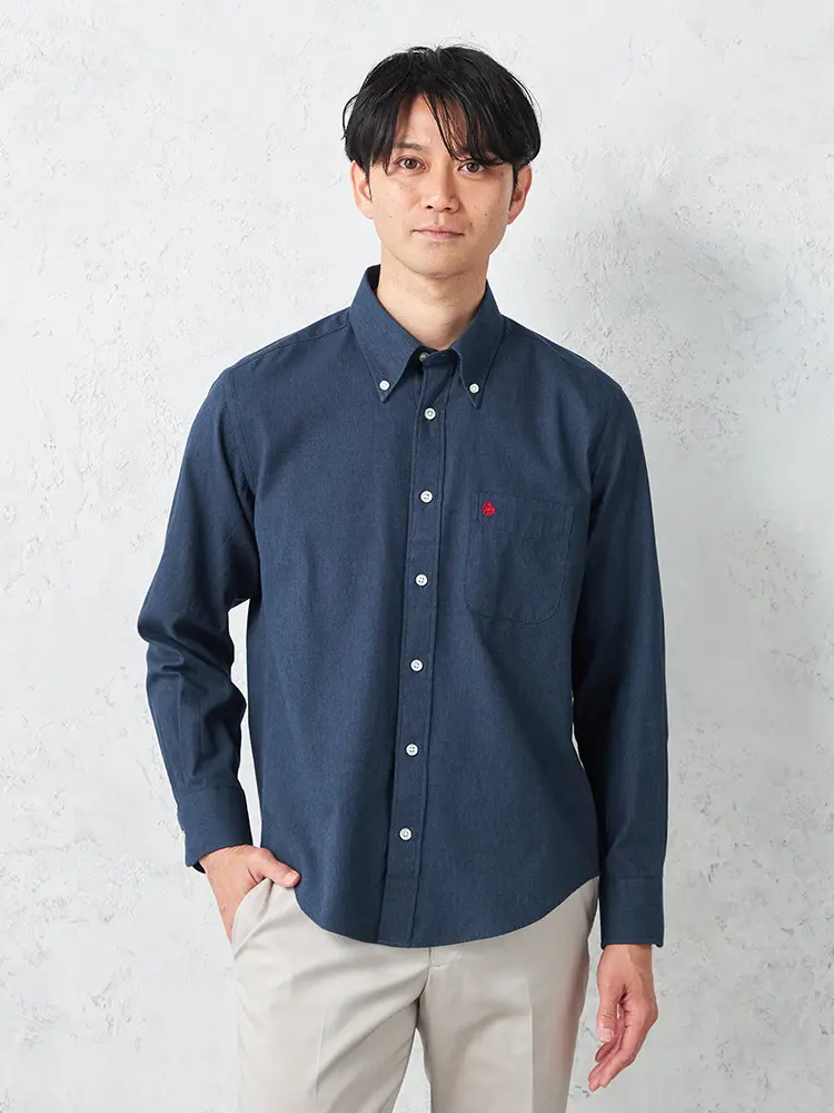 【ＰＯＬＯＢＣＳ】デニムライクバーズアイ調ボタンダウンカジュアルインナーシャツ長袖バーズアイ春夏