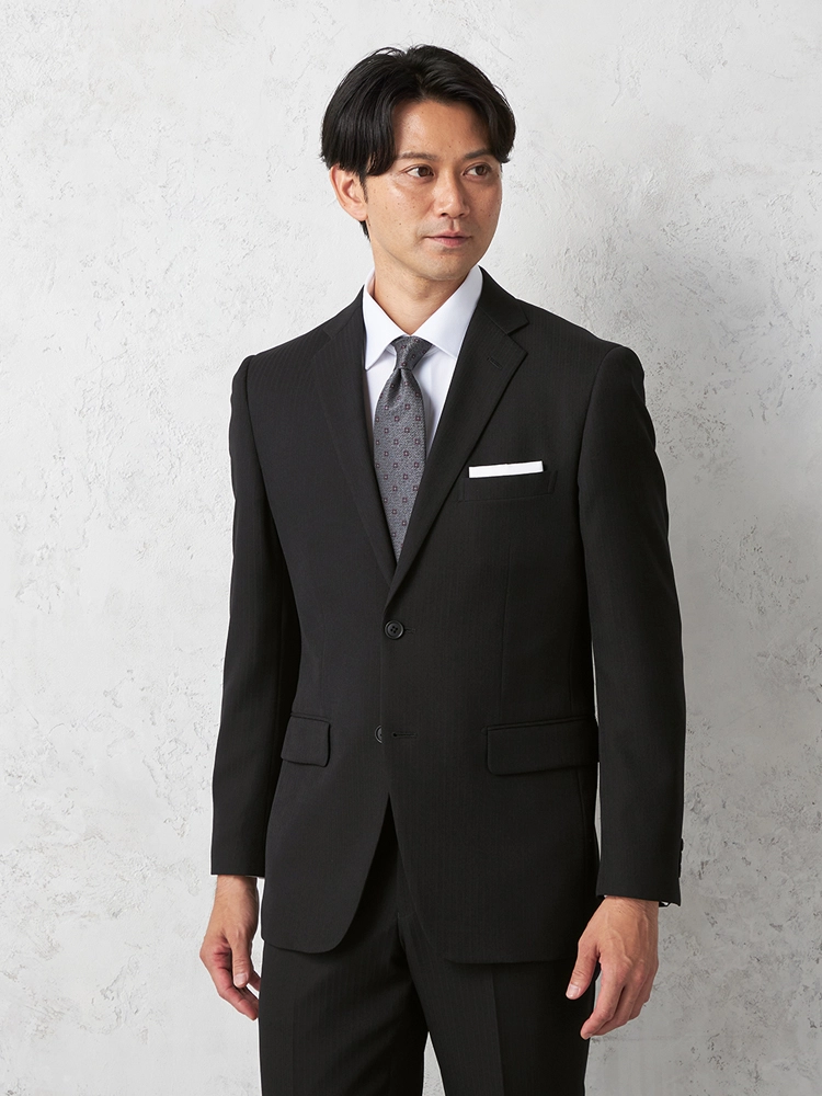 【即納】【WEB限定】【秋冬モデル】スーツ２つボタンストライプノータック上下ウォッシャブル秋冬