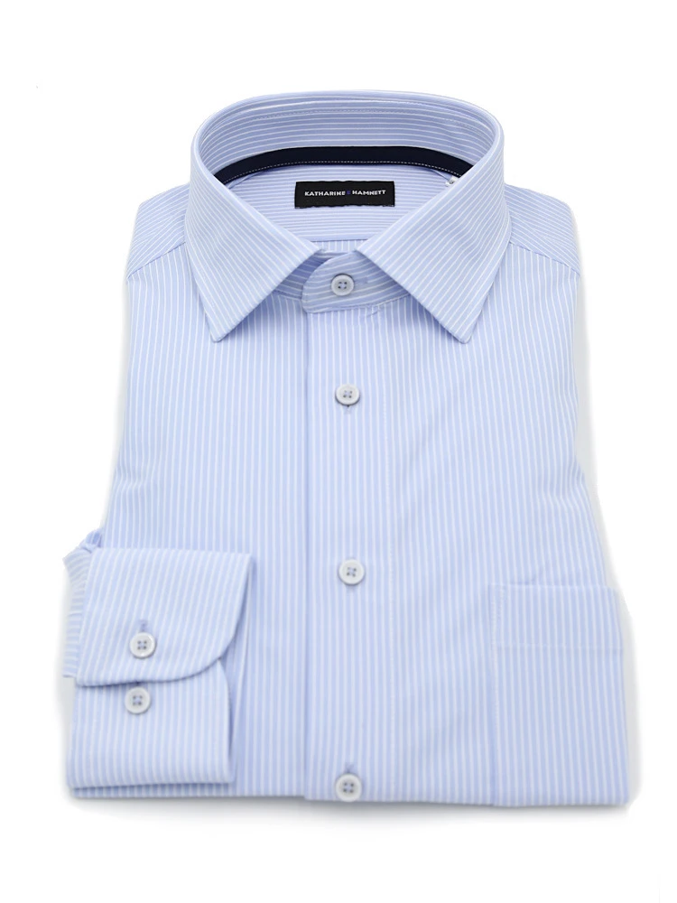 【KATHARINEEHAMNETT-キャサリン・イー・ハムネット-】長袖ワイシャツセミワイド360°ストレッチ吸水速乾ストライプ通年