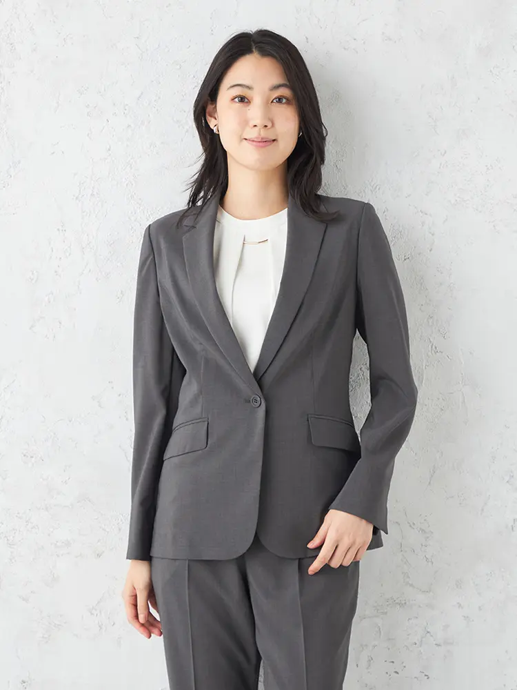 【SOFFICE】ソフィーチェ麻調軽量ジャケットパンツセット長袖布帛ストレッチウォッシャブル春夏