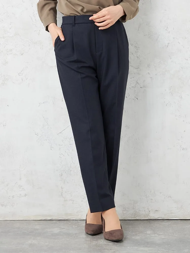 【INDIVI】キャーリーマンウール混テーパードパンツチェックウォッシャブル秋冬【レディース】