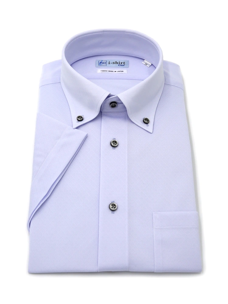 【即納】WEB限定【完全ノーアイロン】半袖アイシャツボタンダウンストレッチ織柄無地i-shirt春夏
