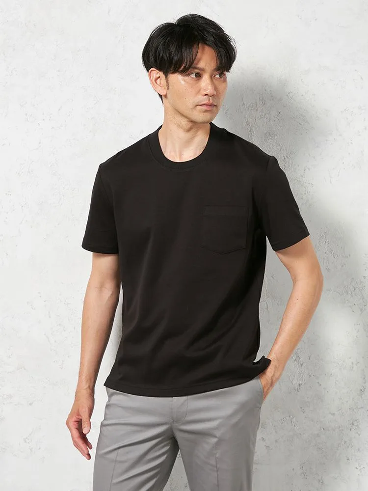 【吸湿冷感】完全ノーアイロン半袖アイTシャツスロープネック無地i-shirt春夏