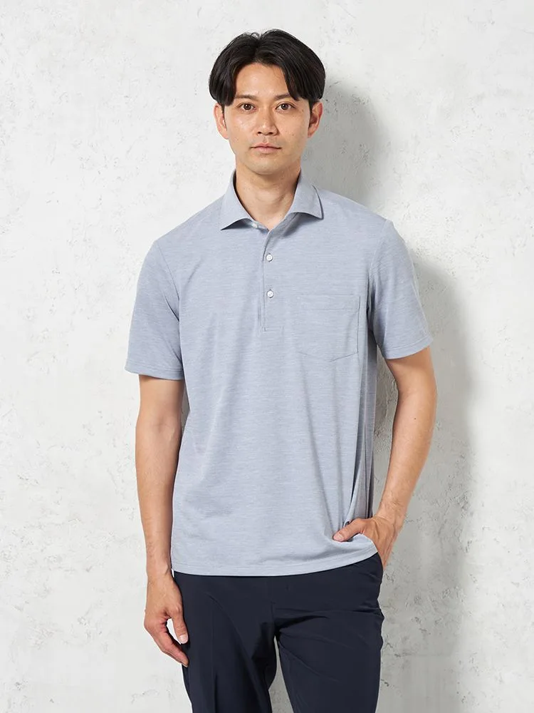 【吸湿冷感】完全ノーアイロン半袖アイポロシャツカッタウェイ無地i-shirt春夏