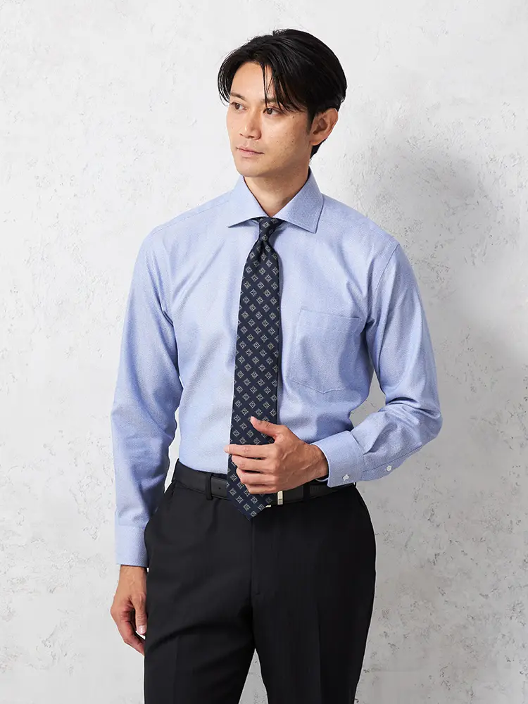 【STOVEL＆MASON】綿100％80双ヘリンボン長袖Ｙシャツワイドストーベルアンドメイソン形態安定通年