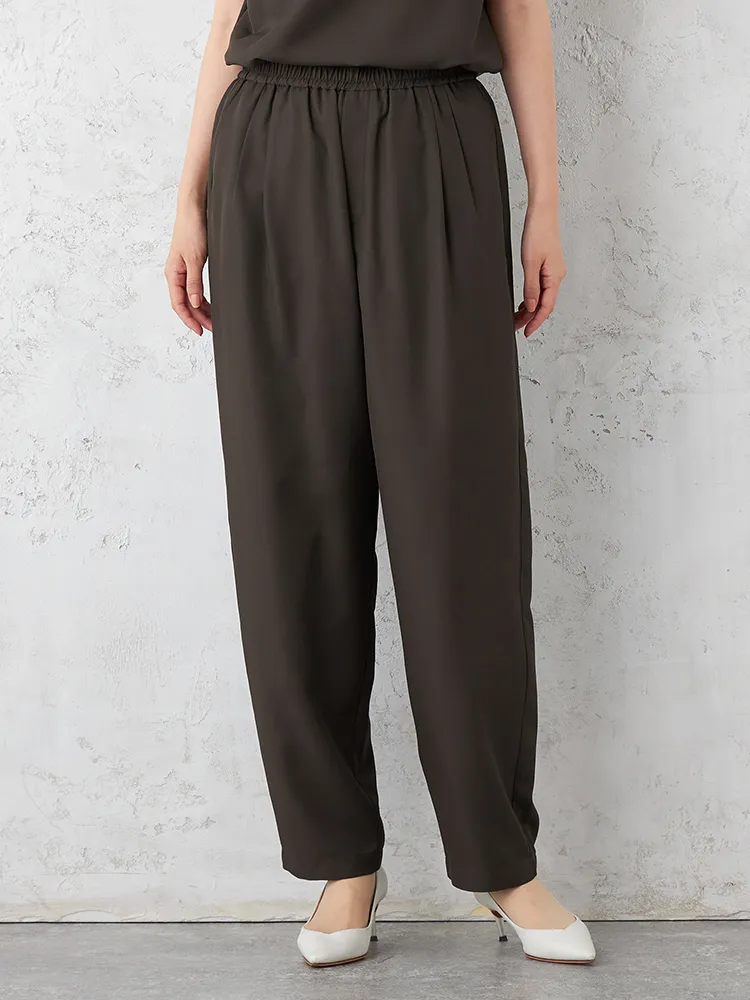 【ONCLOSET】ツヤ感ツイルタックパンツ無地ウォッシャブル秋冬【レディース】