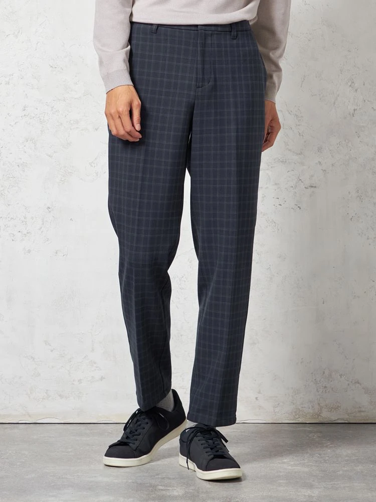 【ウォッシャブル】裏起毛スリムシルエットストレッチノータック無地カジュアルパンツWALKPLUS秋冬