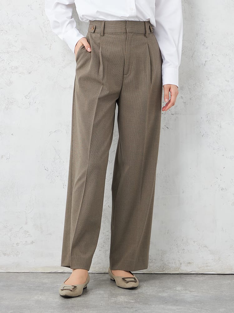 【WALKPLUS】T/Rトロサイドタブワイドパンツウォッシャブル通年
