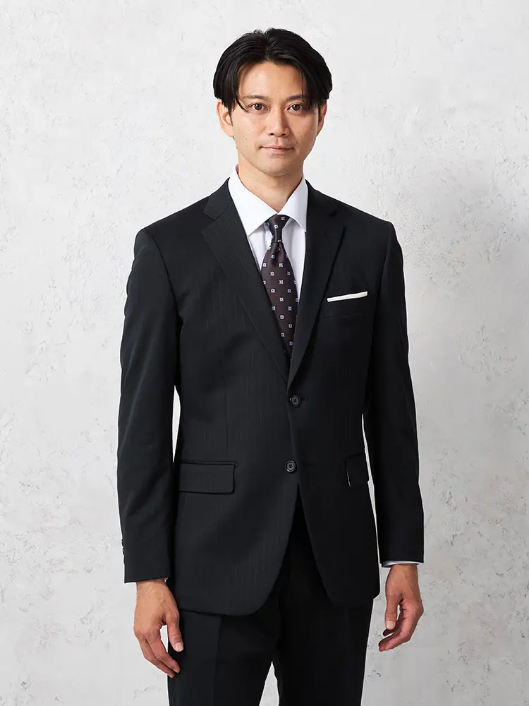 【上下ウォッシャブル】スーツ2つボタンニットシャドウストライプノータック秋冬【タニタ】