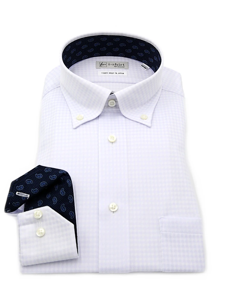 【完全ノーアイロン】長袖アイシャツボタンダウンストレッチ吸汗速乾ギンガムチェックワイシャツi-shirt通年