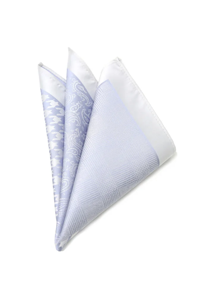 【シルク100%】ポケットチーフ四面(千鳥/格子/ペイズリー)パネルジャガード通年