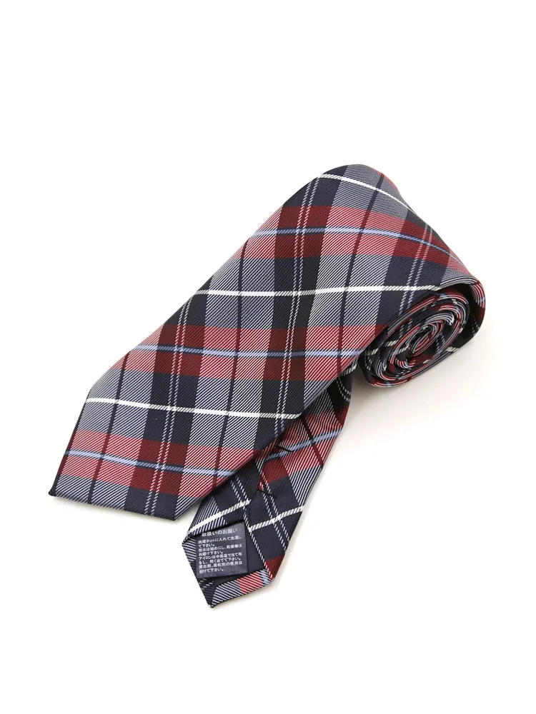 【ウォッシャブル】エコペットネクタイレギュラー再生繊維使用チェックハントレークラブ通年