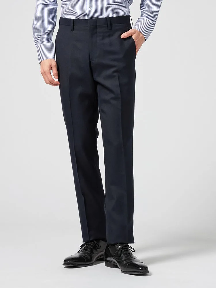 【ウォッシャブル】パンツノータックサキソニースラックス無地nero秋冬