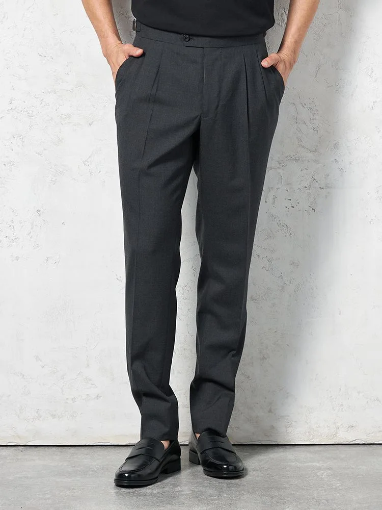 【ウール100%】パンツツータックインポート素材REDA使用サイドアジャスター付無地ARTHURPHILLIPPE-アーサーフィリップ-