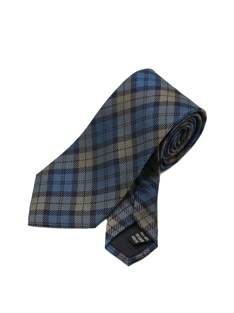 【シルク100%】ネクタイレギュラーメランジ調チェックリッケンバッカー秋冬