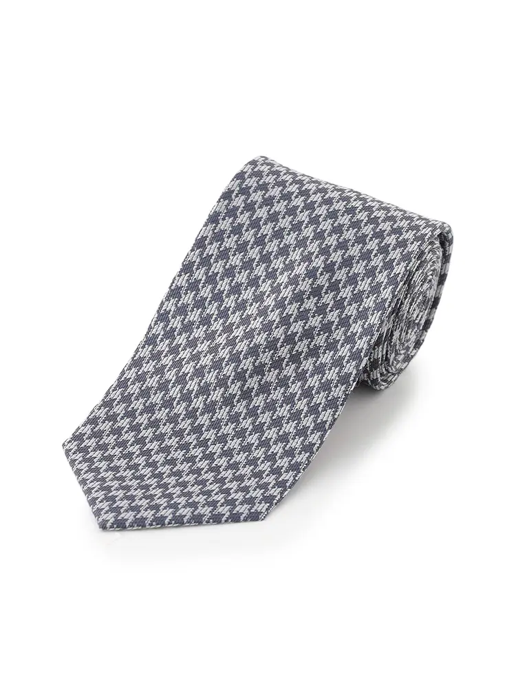 【リッケンバッカーブラック】シルクウールネクタイレギュラー千鳥格子秋冬