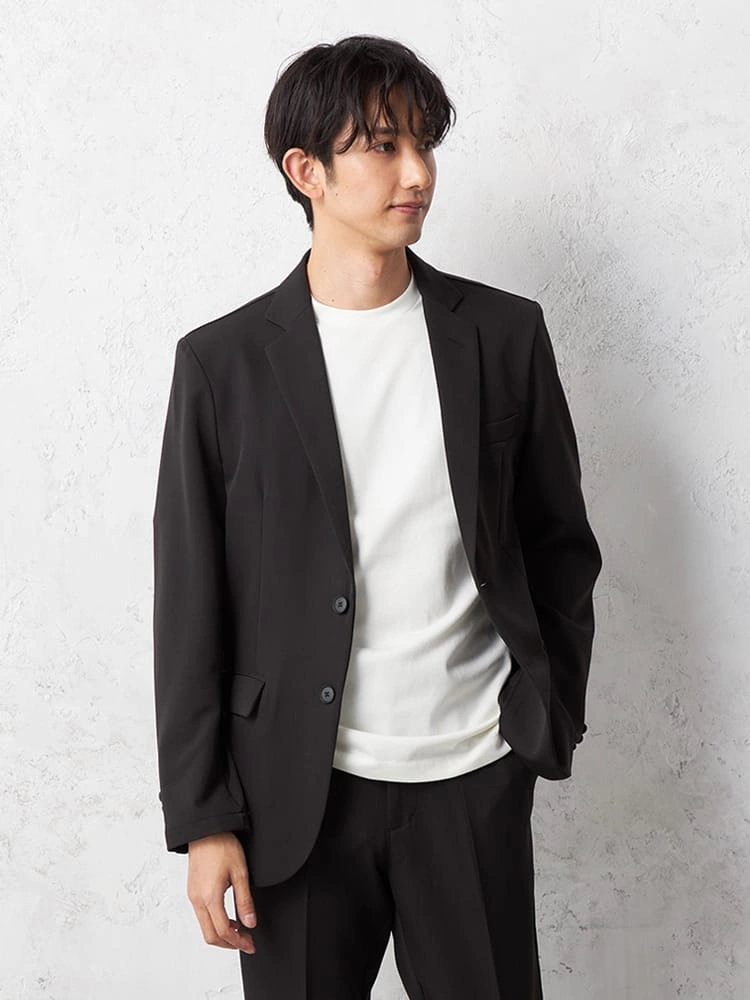 【AIR SUIT】 セットアップ ジャケット 2つボタン 防シワ（イージーケア） ストレッチ 通年 吸汗速乾 UVカット