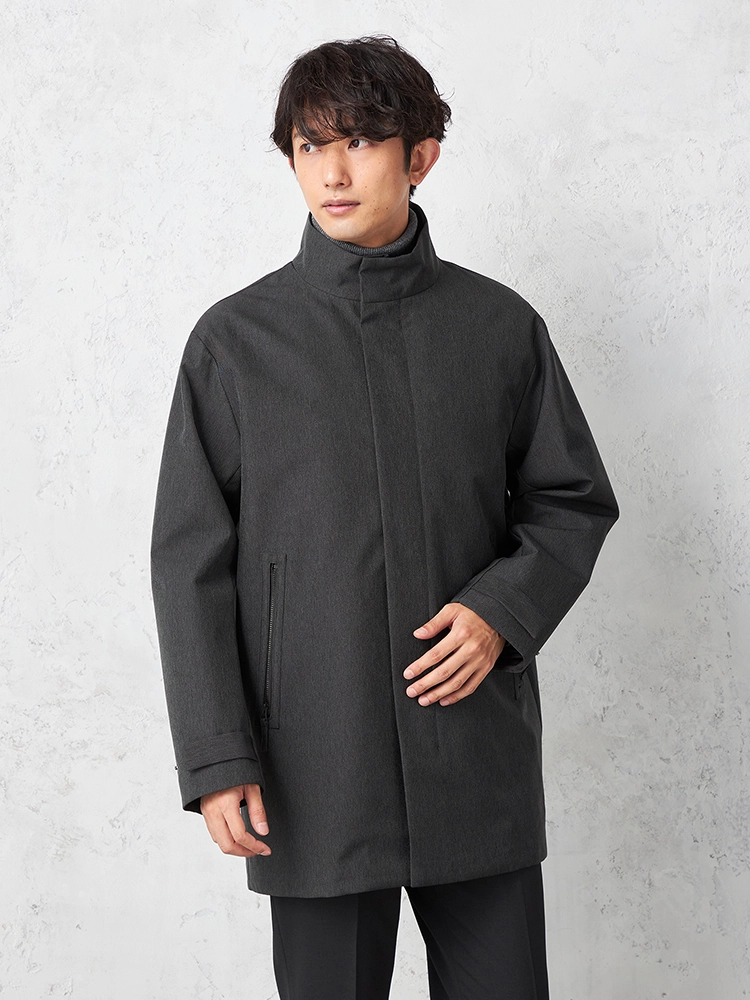 【ALLWEATHERTEX】 デニム スタンドコート カジュアルアウター 裏付 撥水加工 防花粉 防風  秋冬